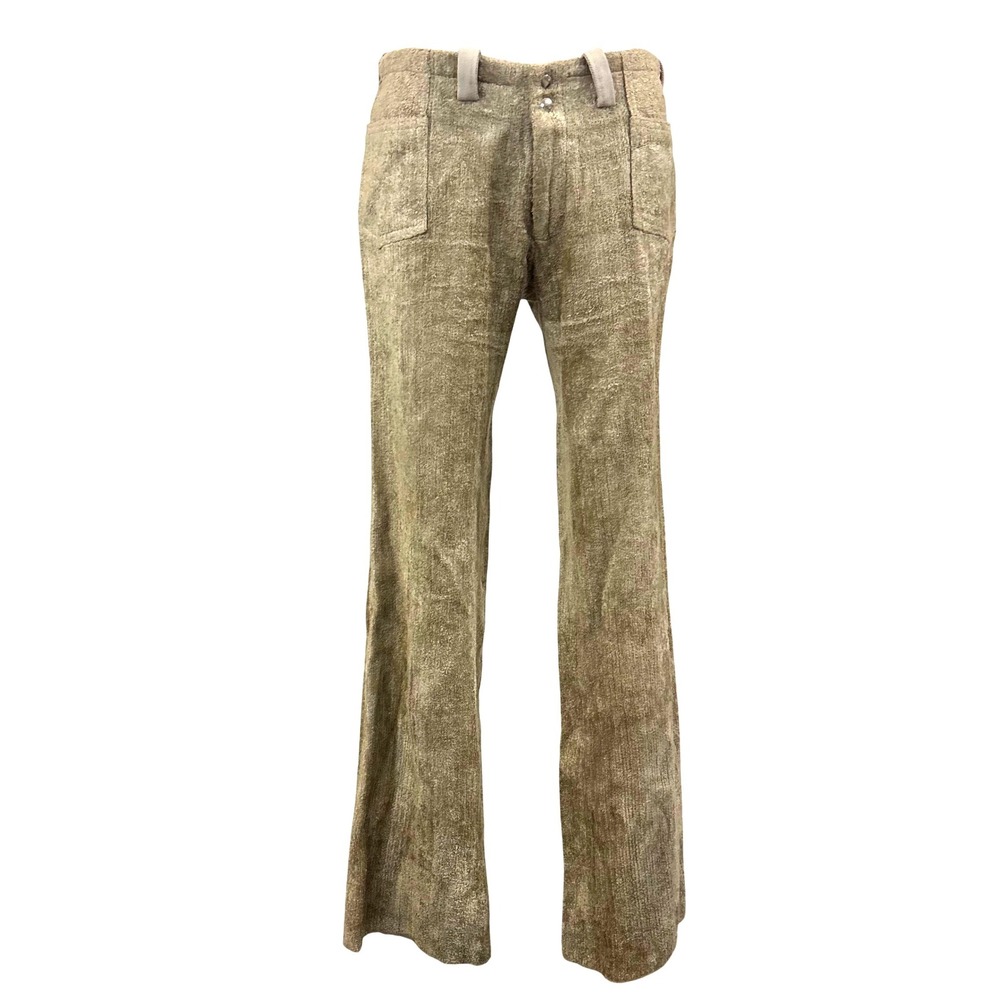 Vtg 60s USA Male Terry Cloth Flared Pants Tan Lowrise Groovy Disco XS/S